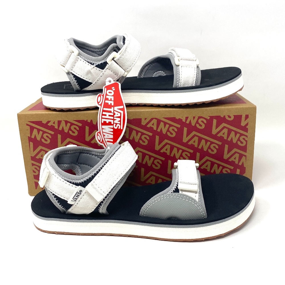 VANS Women's Size VN0A4U23A3M TRI-LOCK White Gray Black Synthetic Suede Sandals - Picture 2 of 8